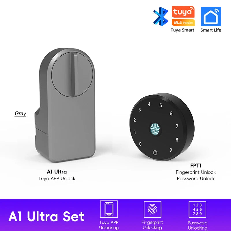 RAYKUBE A1 Ultra Tuya BLE Intelligent Electronic Door Lock with Wireless Fingerprint Keypad Lock FPT1 Punch-free installation