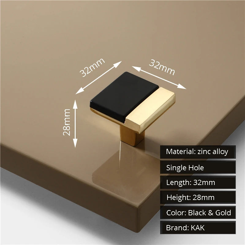 Black and gold faucet with dimensions on a beige background