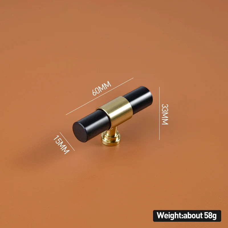 Cabinet handle black marble with gold accents and measurements 60mm