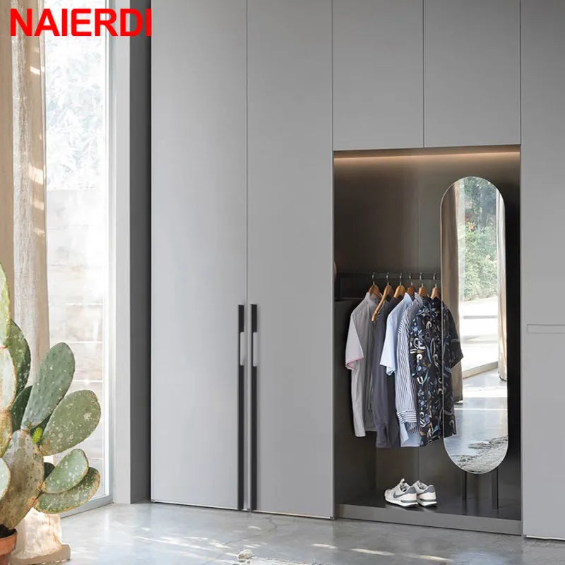 NAIERDI American Handles Cabinet Door Handle Knob 800mm 1000mm Long Handles Matte Black Gold Furniture Handles Wardrobe Hardware
