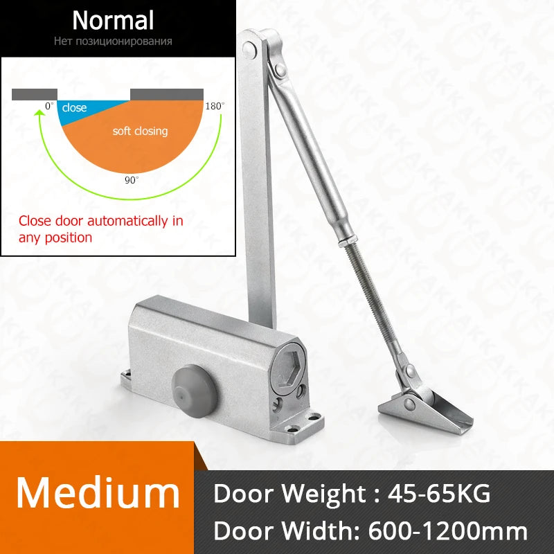 KAK Automatic Door Closer 2 Spring Hydraulic Buffer Adjustable Door Stopper Speed Mute Closing For 25 to 80KG Door Hardware