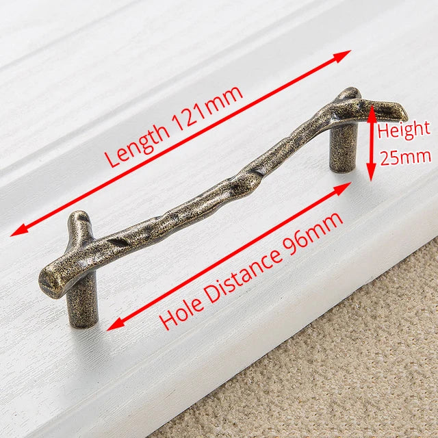 KAK 10pcs Tree Branch Furniture Handle 96mm 128mm Black Silver Bronze Kitchen Cabinet Handles Drawer Knobs Door Pulls Hardware
