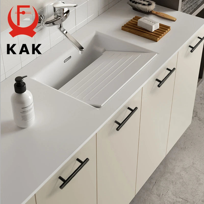 KAK 20pcs Brushed Gold Kitchen Handle Stainless Steel T Bar Door Pull 76mm 96mm Cabinet Knobs and Handles Black Furniture Handle