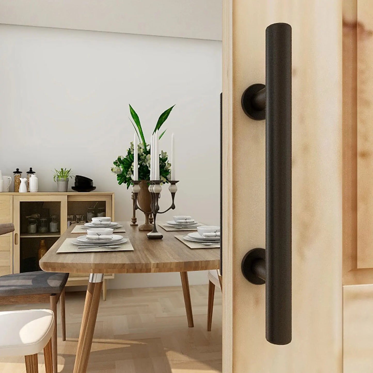 WOLFBIRD Sliding Barn Door Handle Pull Cabinet Flush Hardware Set Wood Door Handle Interior Door Furniture Handle Hardware