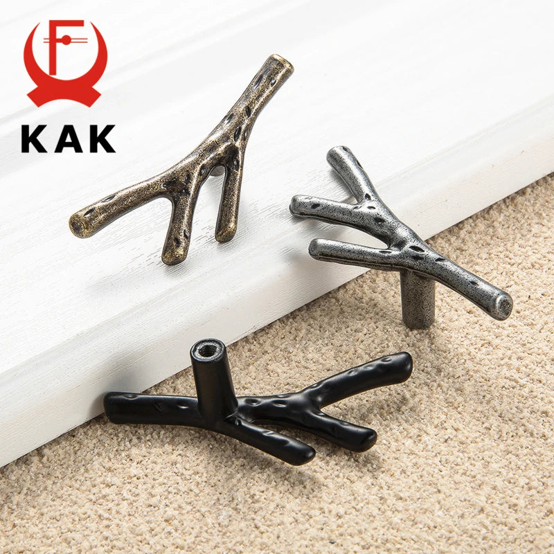 KAK 10pcs Tree Branch Furniture Handle 96mm 128mm Black Silver Bronze Kitchen Cabinet Handles Drawer Knobs Door Pulls Hardware