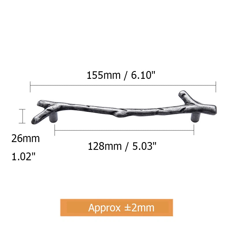KAK 10pcs Tree Branch Furniture Handle 96mm 128mm Black Silver Bronze Kitchen Cabinet Handles Drawer Knobs Door Pulls Hardware