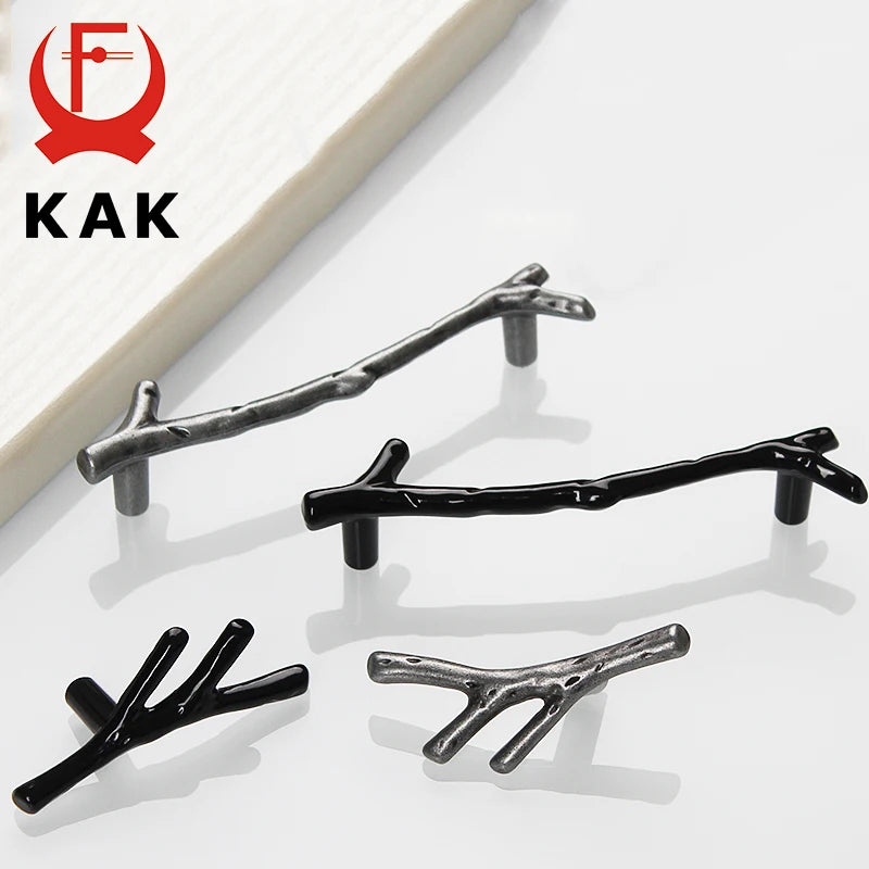 KAK 10pcs Tree Branch Furniture Handle 96mm 128mm Black Silver Bronze Kitchen Cabinet Handles Drawer Knobs Door Pulls Hardware