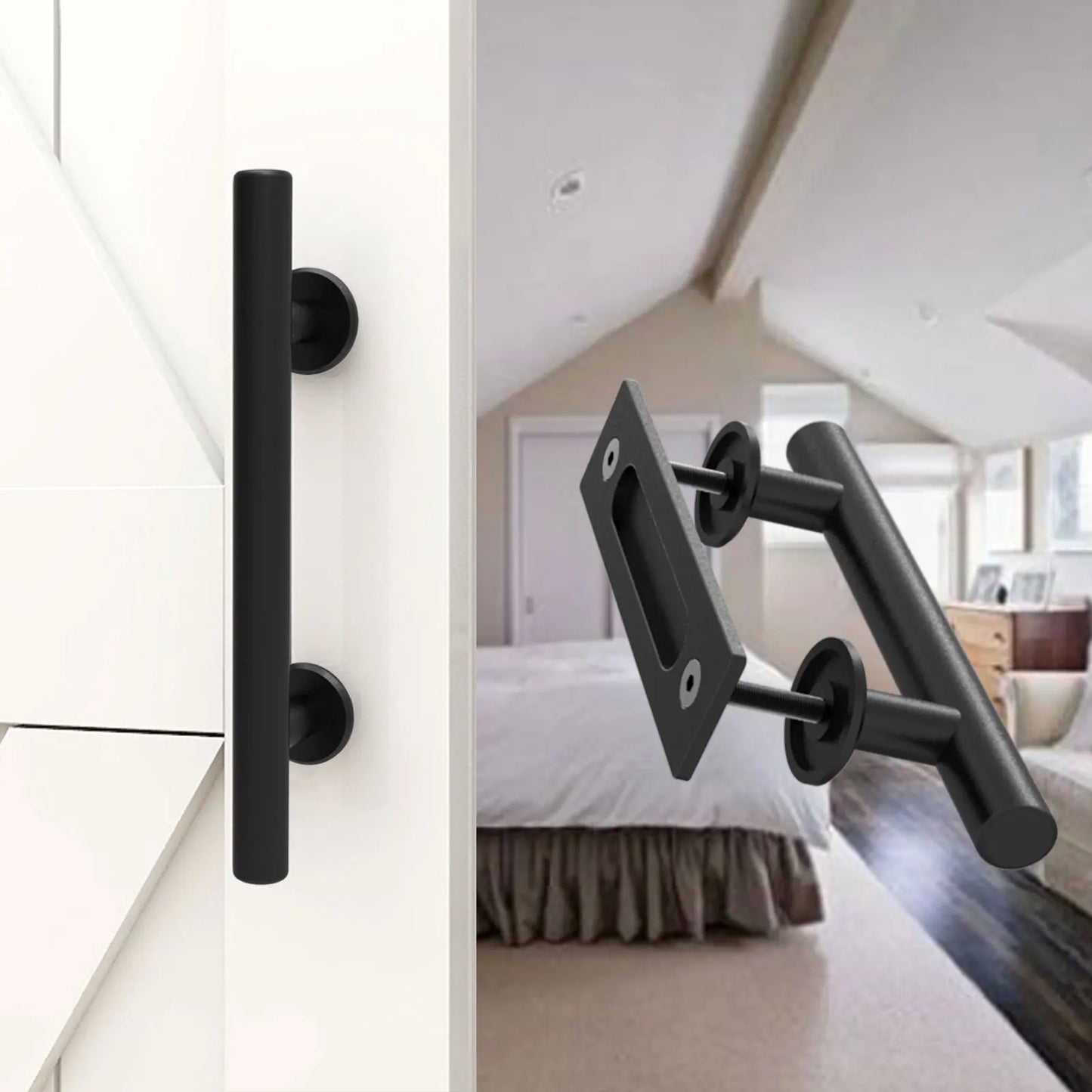 WOLFBIRD Sliding Barn Door Handle Pull Cabinet Flush Hardware Set Wood Door Handle Interior Door Furniture Handle Hardware