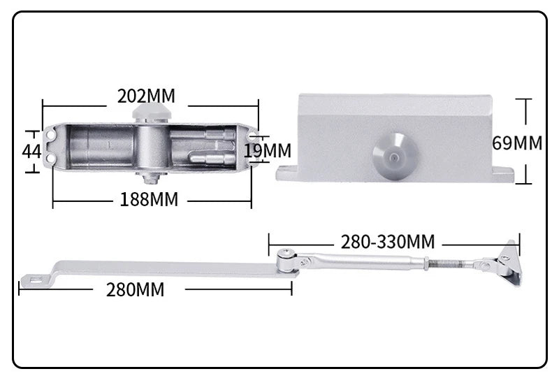 KAK Automatic Door Closer 2 Spring Hydraulic Buffer Adjustable Door Stopper Speed Mute Closing For 25 to 80KG Door Hardware