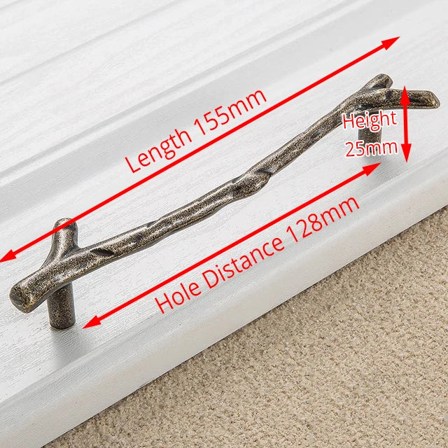 KAK 10pcs Tree Branch Furniture Handle 96mm 128mm Black Silver Bronze Kitchen Cabinet Handles Drawer Knobs Door Pulls Hardware