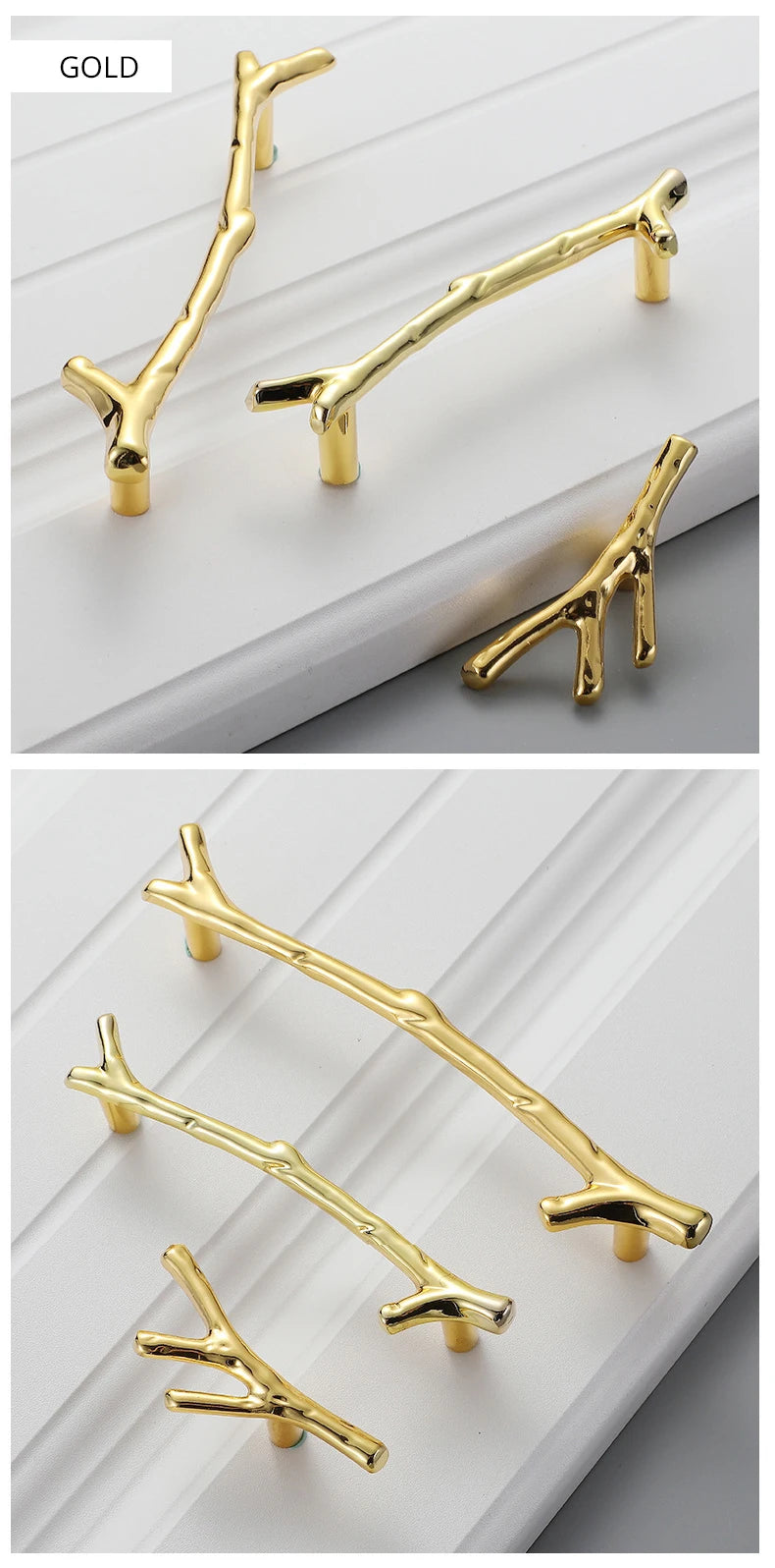 KAK 10pcs Tree Branch Furniture Handle 96mm 128mm Black Silver Bronze Kitchen Cabinet Handles Drawer Knobs Door Pulls Hardware