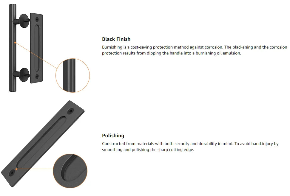 WOLFBIRD Sliding Barn Door Handle Pull Cabinet Flush Hardware Set Wood Door Handle Interior Door Furniture Handle Hardware