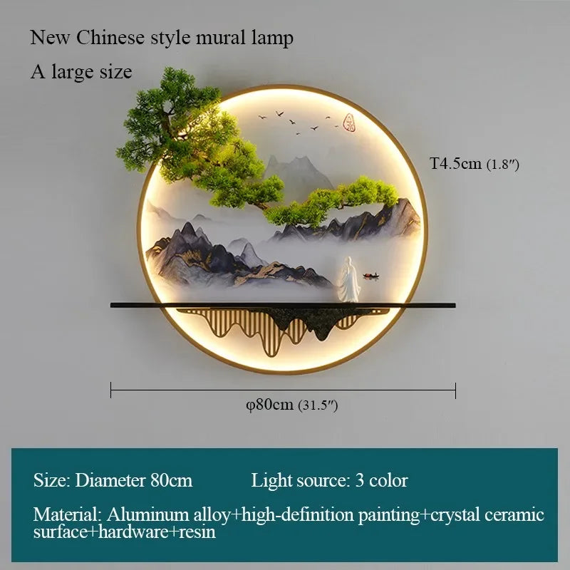 RONIN Modern Wall Picture Light Inside Creative Chinese Landscape Mural Sconces Lamp LED for Home Living Bedroom Study
