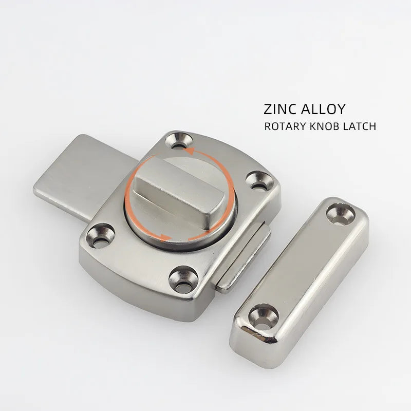 Home Security Latch Double Sided Cabinet Locks Rotate Bolt Gate Latches Twist Rotating Barrel Lock Bathroom Toilet Door Hardware