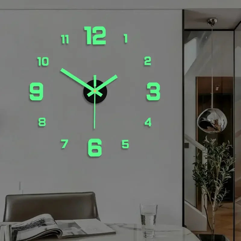 New 1pcs Creative luminous wall clock living room diy wall sticker clock mute clock wall home decoration