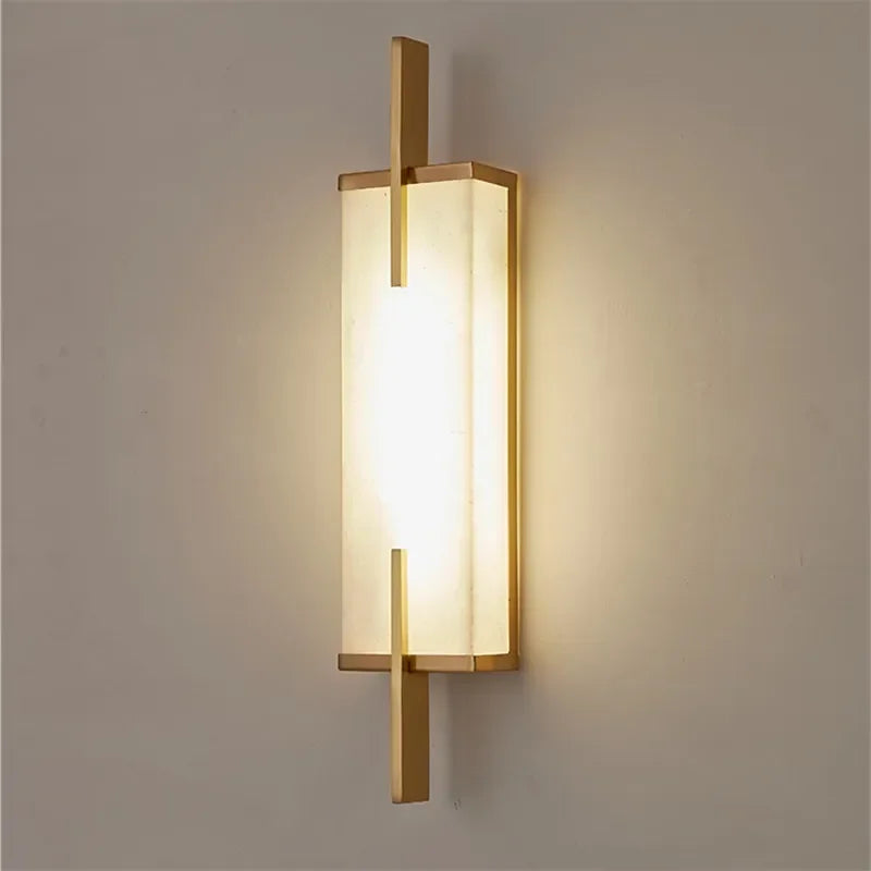 OUTELA Brass Wall Light LED Modern Luxury Marble Sconces Fixture Indoor Decor for Home Bedroom Living Room Corridor