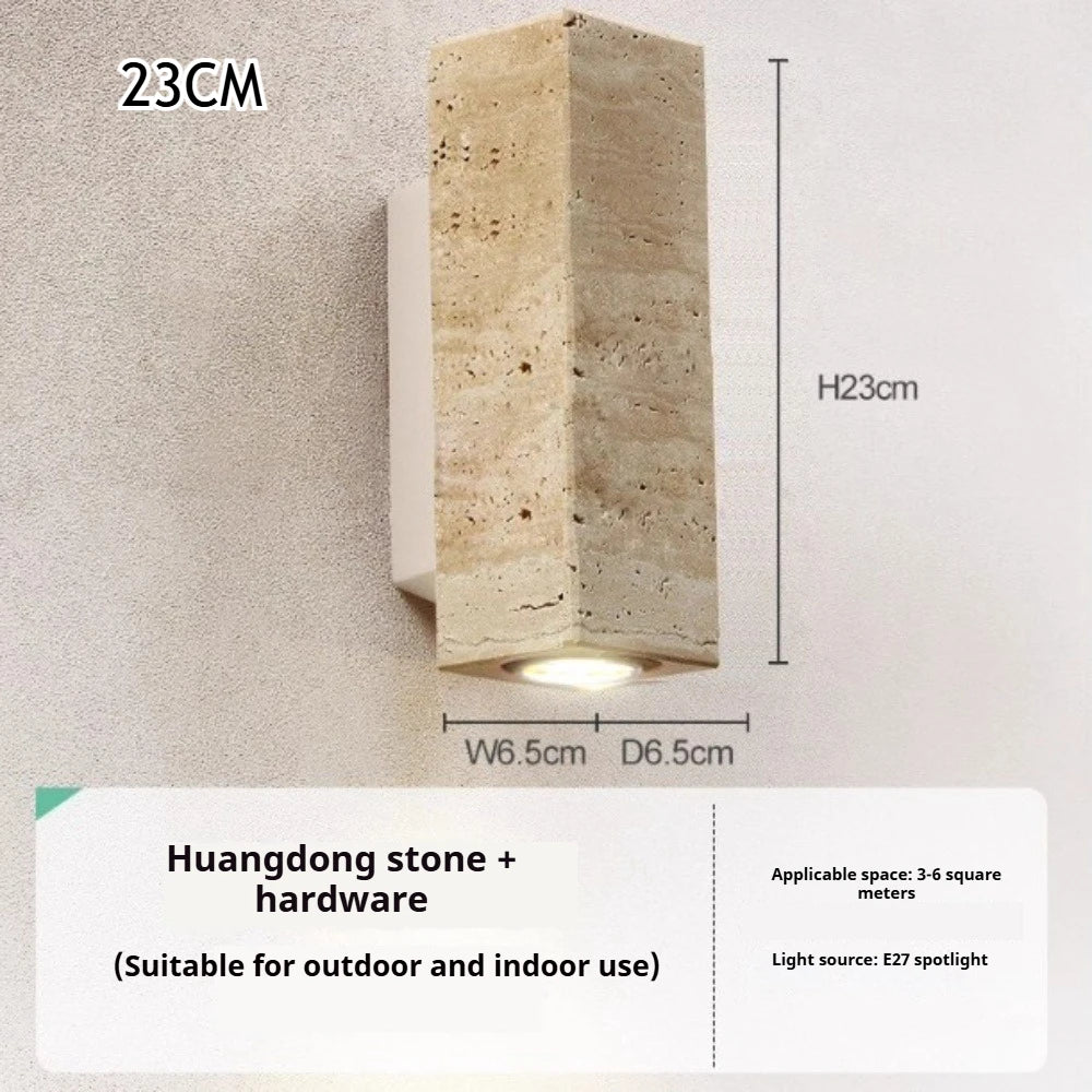 Wabi Sabi Guesthouse Courtyard Villa Outdoor Waterproof Yellow Cave Stone Wall Lights Dining Room Balcony Travertine Wall Lamps