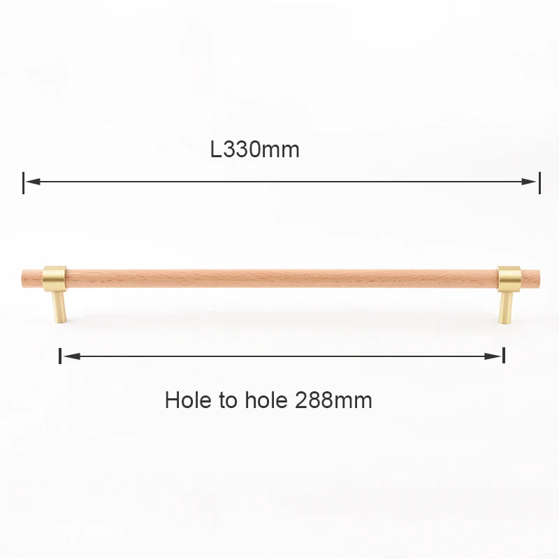 Nordic Beech Walnut Wooden Handle Drawer Knobs Wardrobe T Bar Long Handle Cupboard Knob Kitchen Cabinet Pulls Furniture Hardware
