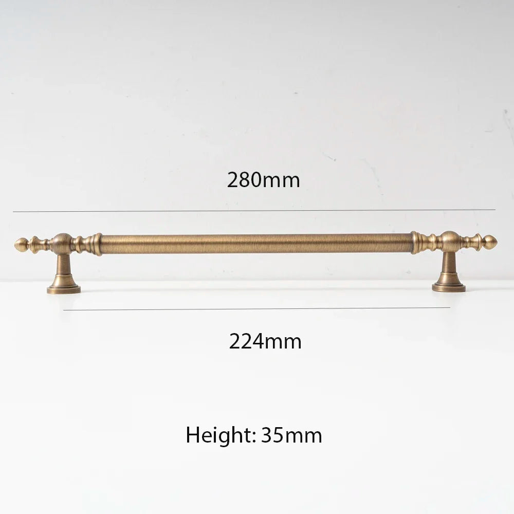 Vintage Bronze Solid Brass Handles for Bedroom Kitchen Cupboard Cabinets Door Knob Wardrobes Furniture Hardware 224mm