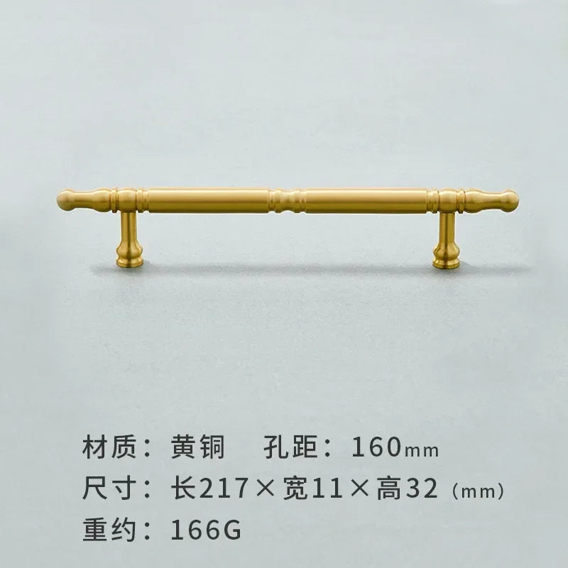 Brass Furniture Handles Modern Wardrobe Dresser Cupboard Cabinet Drawer Knobs Kitchen Cabinet Handles Refrigerator Door Pulls