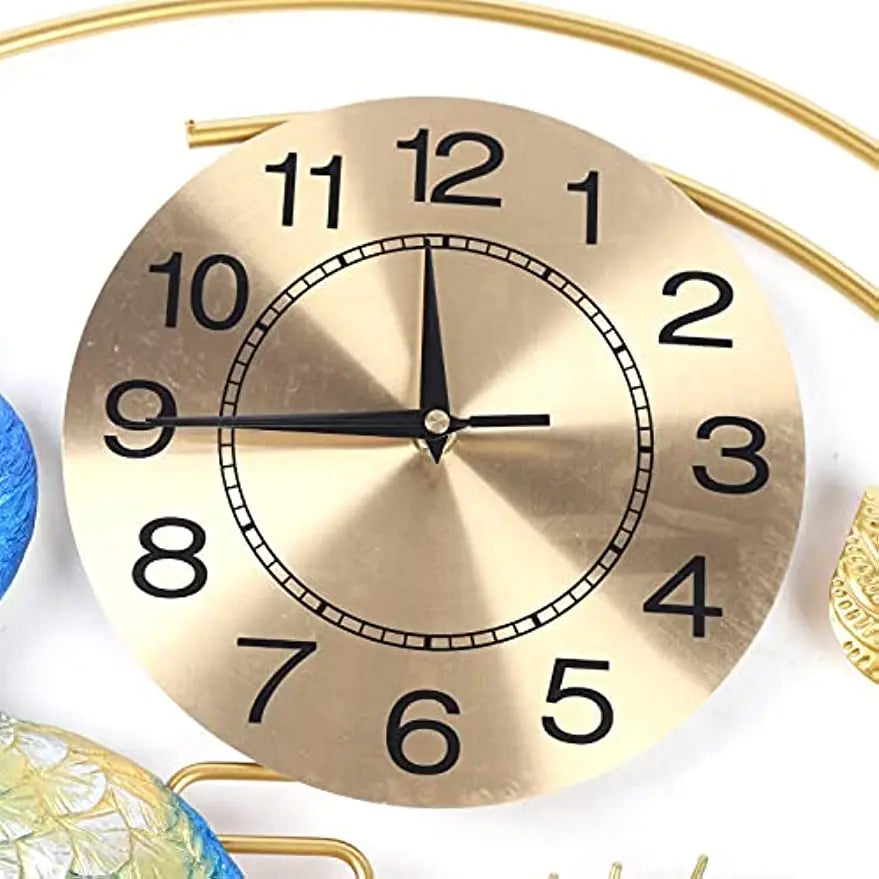 Creative Metal Wall Clock Modern Style Wall Watch Clock Peacock Shaped Wall Clock Silent Clock