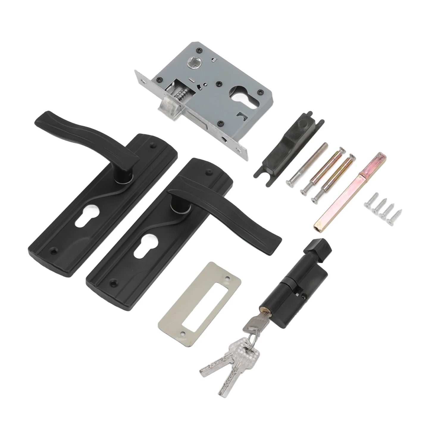 Door Handle Lock Manganese Steel Silent Bearing Universal Door Lever Lock Set with Keys for Home Bedroom Black Keyed Entry Lock