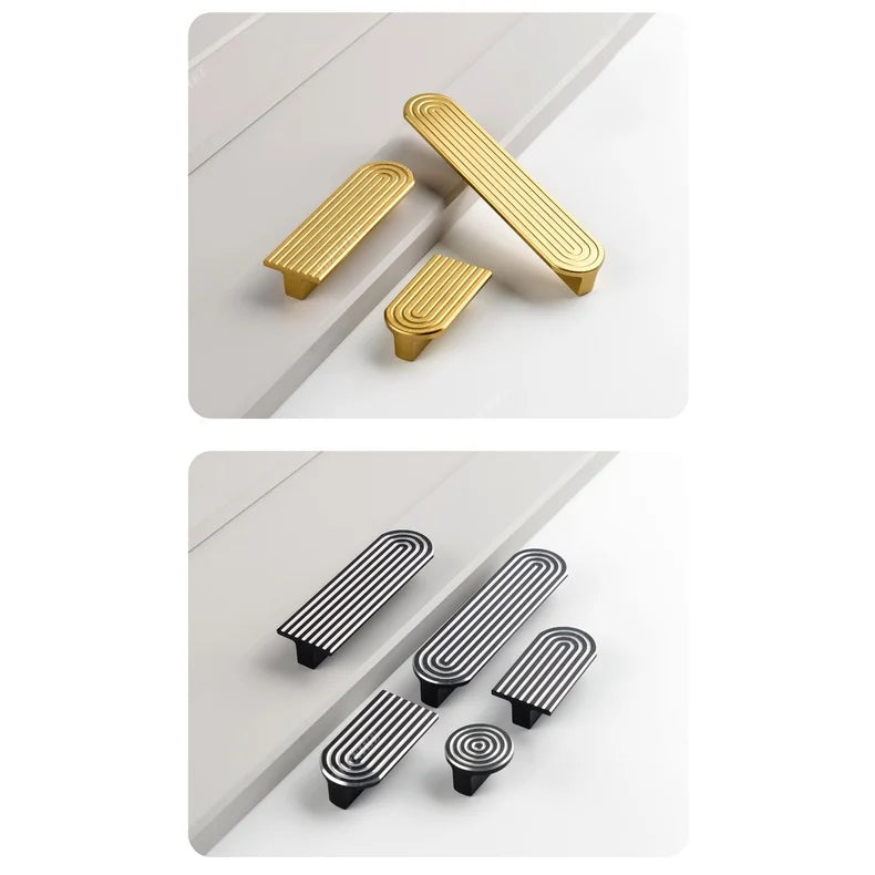 Round Unique Line Aluminium Alloy Furniture Door Knobs and Handles for Cabinet Kitchen Cupboard Drawer Pulls Home Decor Handles