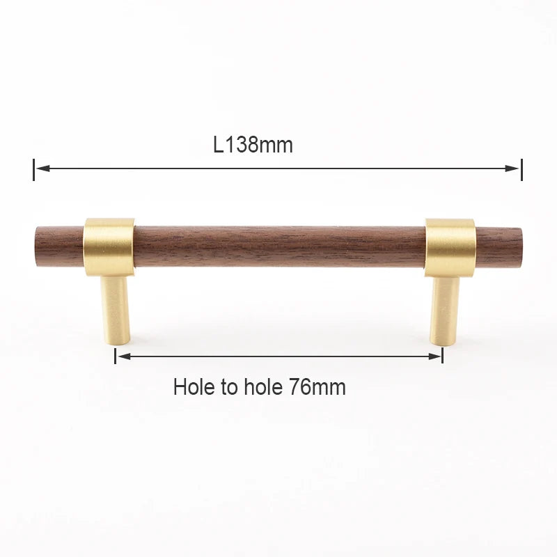 Nordic Beech Walnut Wooden Handle Drawer Knobs Wardrobe T Bar Long Handle Cupboard Knob Kitchen Cabinet Pulls Furniture Hardware