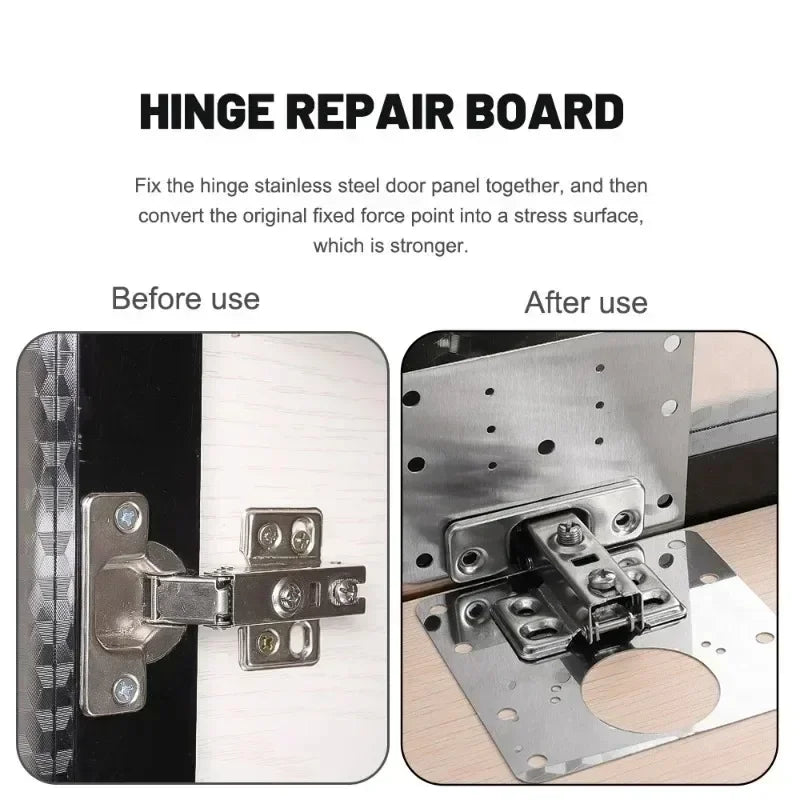 Cabinet Hinge Repair Plate Kit Stainless Steel Furniture Drawer Door Hinge Mounting Plate with Screw Flat Fixing Brackets Tools