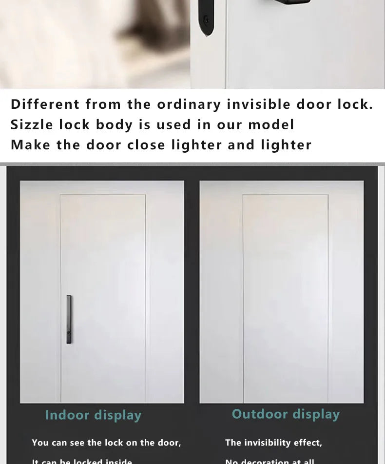 Single-Side Invisible Sizzle Lock Single-Side Lock For Interior Bedroom Background Door Secret Lock Hidden Black Door Handle