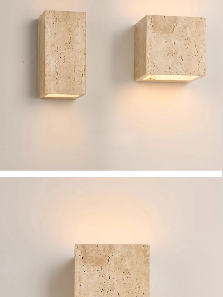 Wabi Sabi Guesthouse Courtyard Villa Outdoor Waterproof Yellow Cave Stone Wall Lights Dining Room Balcony Travertine Wall Lamps