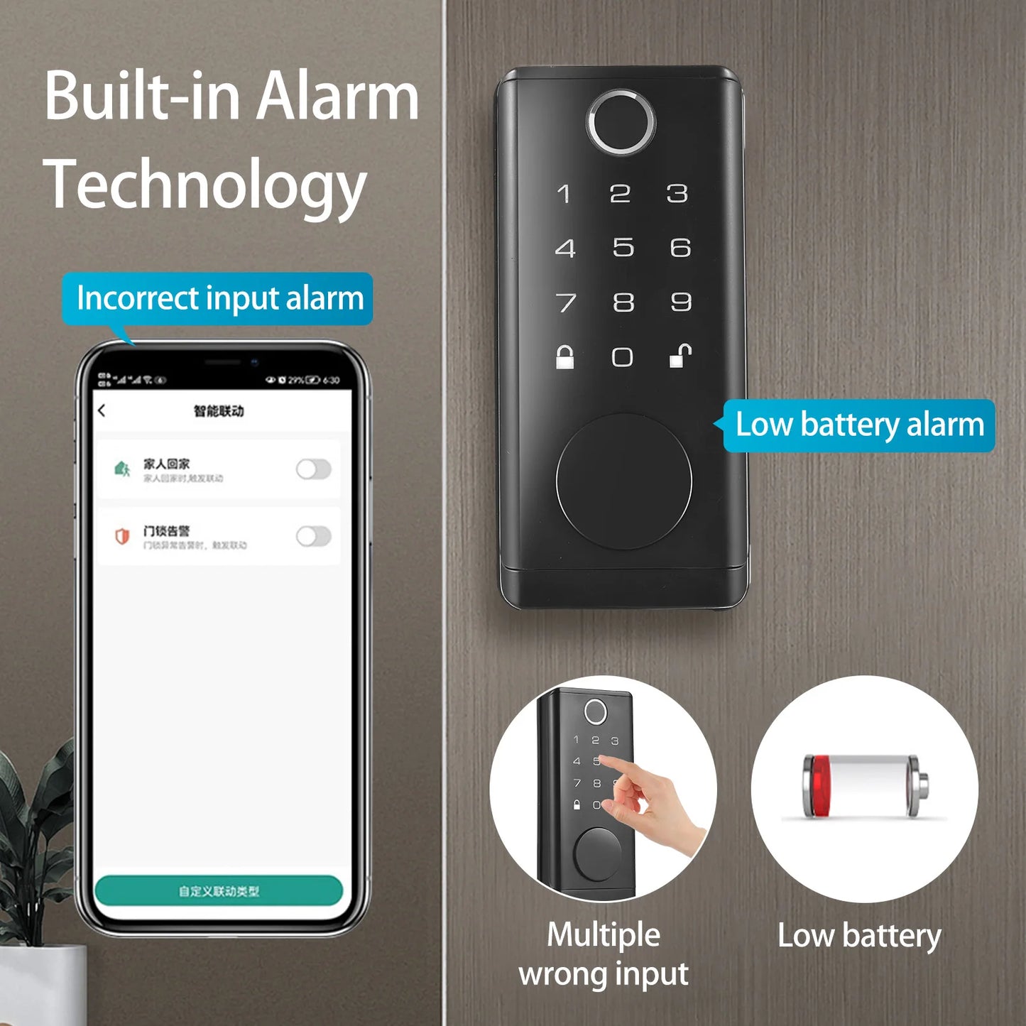 Smart Fingerprint Door Lock for Front Door Electronic Keyless Entry Door Lock Deadbolt with Handle Set Keypad Door Lock