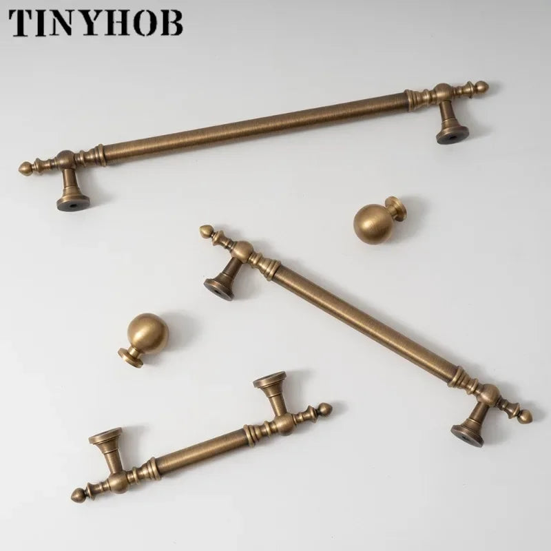 Vintage Bronze Solid Brass Handles for Bedroom Kitchen Cupboard Cabinets Door Knob Wardrobes Furniture Hardware 224mm