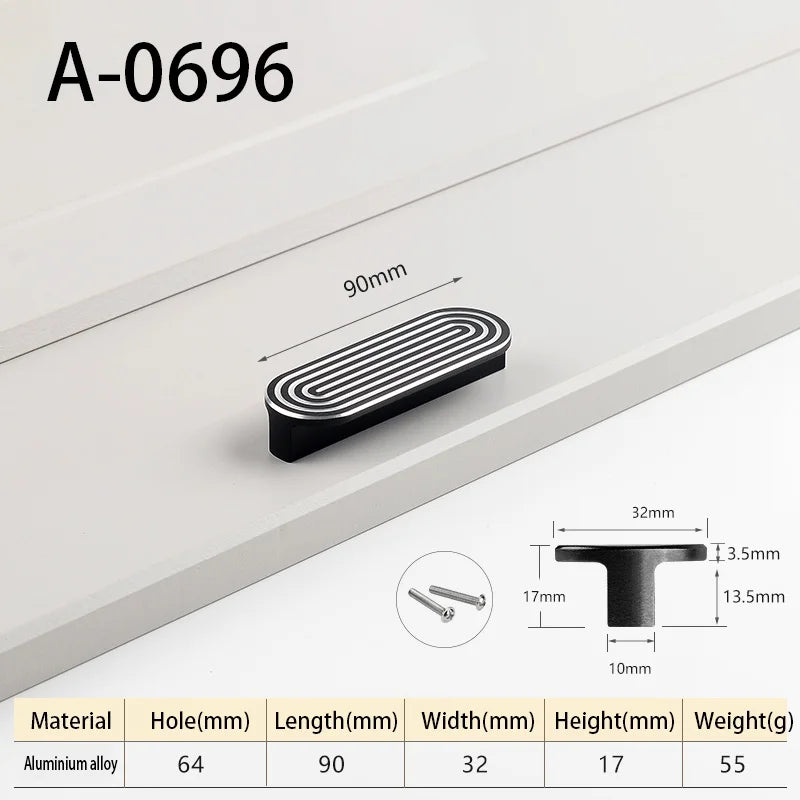Round Unique Line Aluminium Alloy Furniture Door Knobs and Handles for Cabinet Kitchen Cupboard Drawer Pulls Home Decor Handles