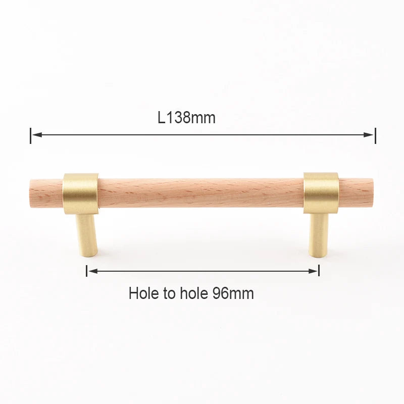 Nordic Beech Walnut Wooden Handle Drawer Knobs Wardrobe T Bar Long Handle Cupboard Knob Kitchen Cabinet Pulls Furniture Hardware