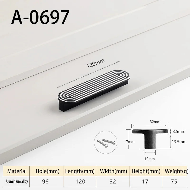 Round Unique Line Aluminium Alloy Furniture Door Knobs and Handles for Cabinet Kitchen Cupboard Drawer Pulls Home Decor Handles