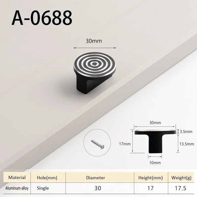 Round Unique Line Aluminium Alloy Furniture Door Knobs and Handles for Cabinet Kitchen Cupboard Drawer Pulls Home Decor Handles