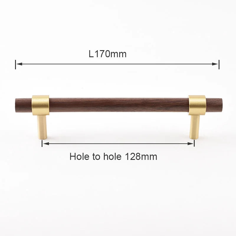 Nordic Beech Walnut Wooden Handle Drawer Knobs Wardrobe T Bar Long Handle Cupboard Knob Kitchen Cabinet Pulls Furniture Hardware