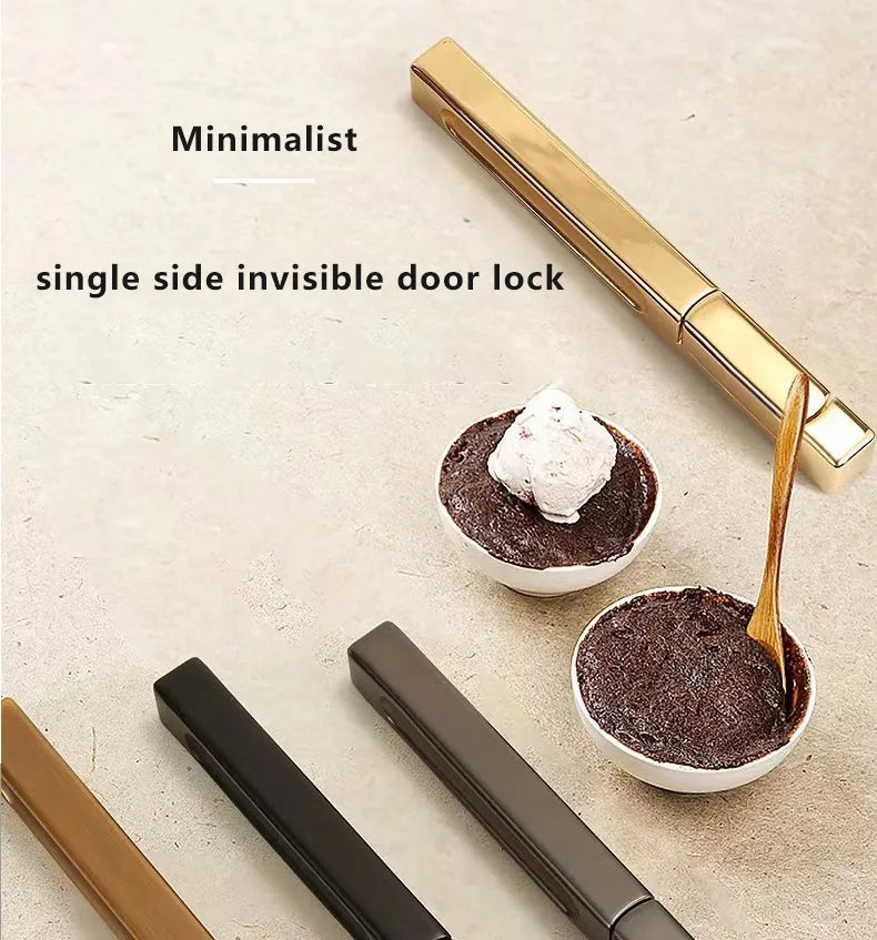 Single-Side Invisible Sizzle Lock Single-Side Lock For Interior Bedroom Background Door Secret Lock Hidden Black Door Handle