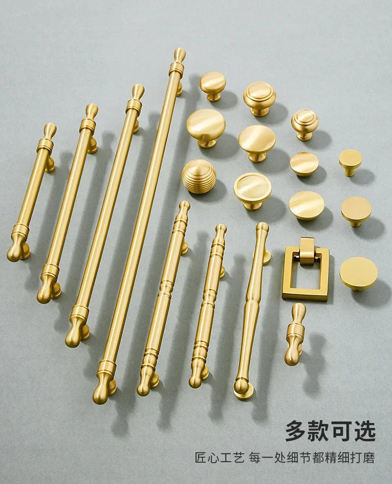 Brass Furniture Handles Modern Wardrobe Dresser Cupboard Cabinet Drawer Knobs Kitchen Cabinet Handles Refrigerator Door Pulls