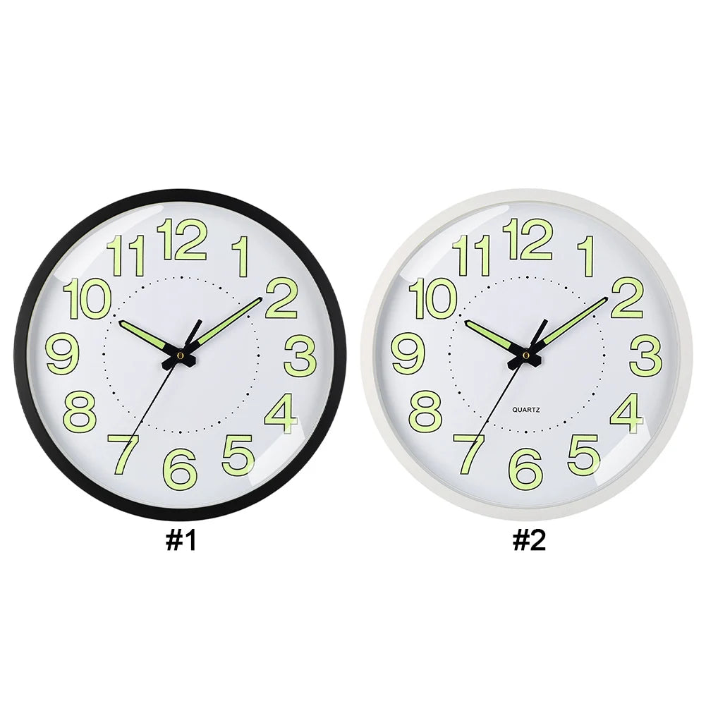 12inch Luminous Wall Clock Non-Ticking Silent Quartz Clock Energy-Absorbing Glow in The Dark Wall Time Clock for Bedroom Office