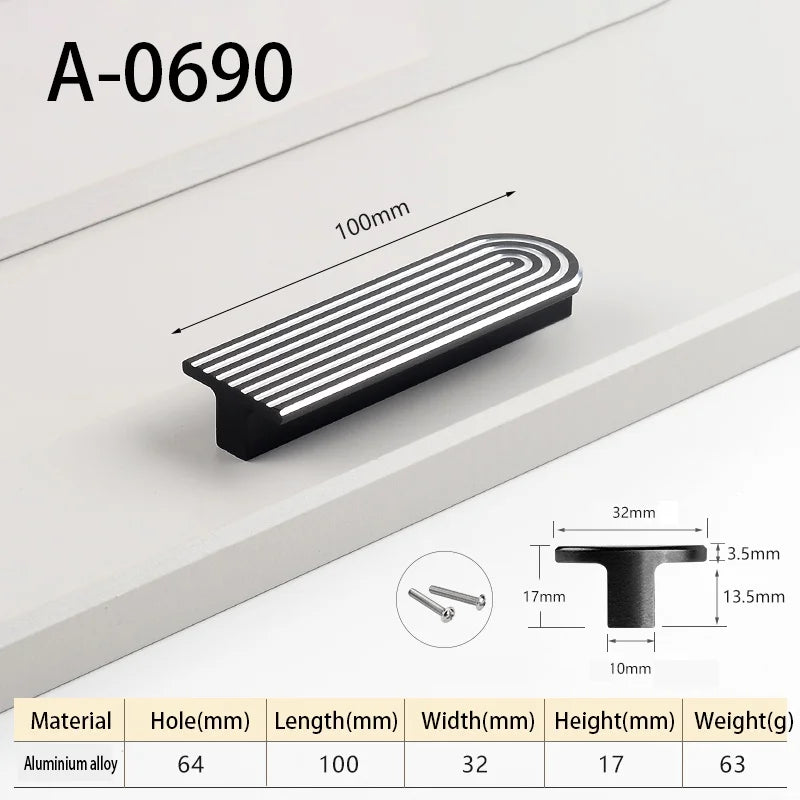 Round Unique Line Aluminium Alloy Furniture Door Knobs and Handles for Cabinet Kitchen Cupboard Drawer Pulls Home Decor Handles
