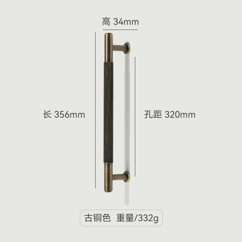 Antique French Straight-Grain Wardrobe and Shoe Cabinet Solid Brass Pull Handle in Bronze Color Exposed Knob Furniture Handle