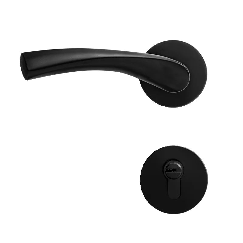 Black American Style Indoor Door Lock, Integrated Magnetic Silent Wooden Door Handle, Universal Home Bedroom Lock