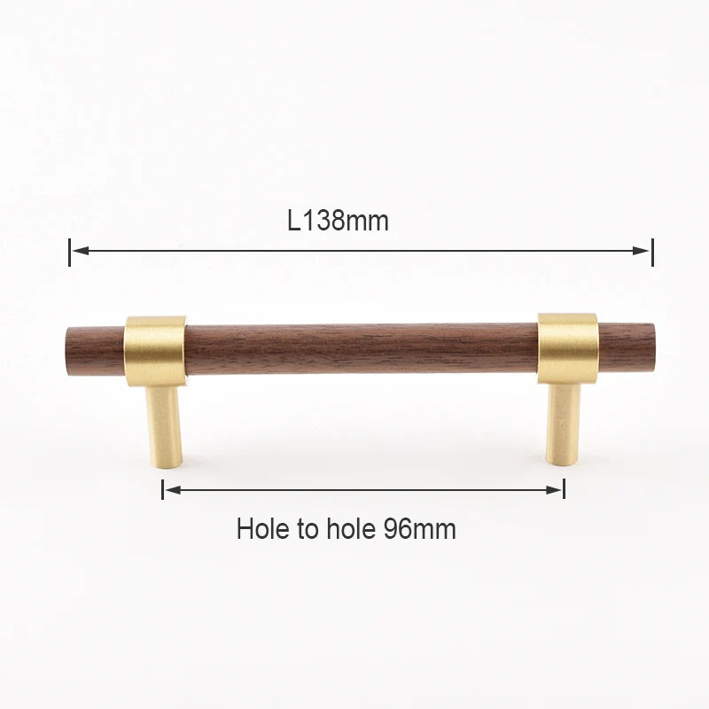Nordic Beech Walnut Wooden Handle Drawer Knobs Wardrobe T Bar Long Handle Cupboard Knob Kitchen Cabinet Pulls Furniture Hardware