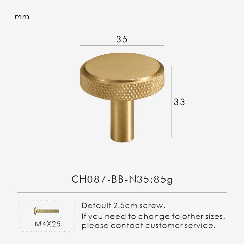 Nurlin Solid Brass Knurled Cabinet Knobs Wardrobe Handle T-bar Antique Bronze Gold Black Handle Available In Multiple Sizes