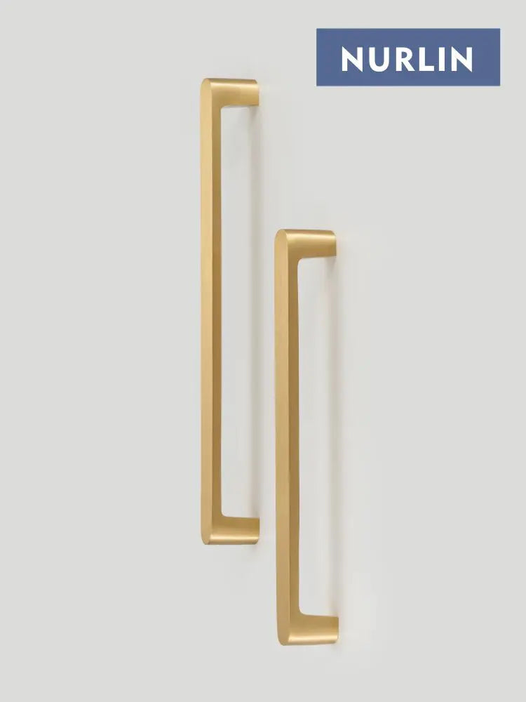 Nurlin Solid Brass Simple Style Handle Cabinet Drawer Wardrobe Door Gold Pull Feel Comfortable 96/128/160/192 Hole Spacing
