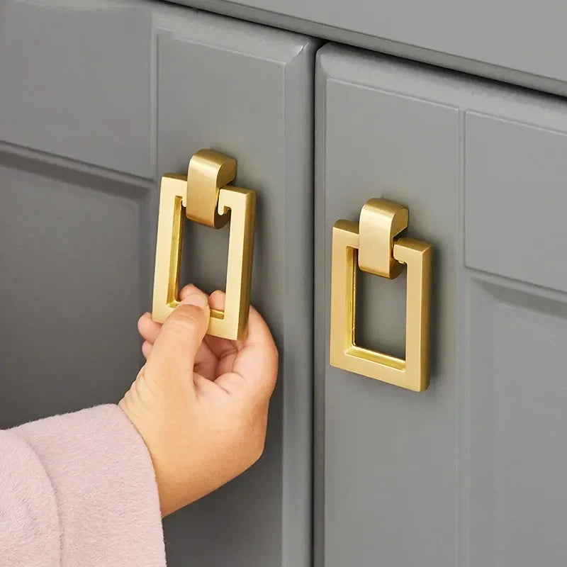 Brass Furniture Handles Modern Wardrobe Dresser Cupboard Cabinet Drawer Knobs Kitchen Cabinet Handles Refrigerator Door Pulls