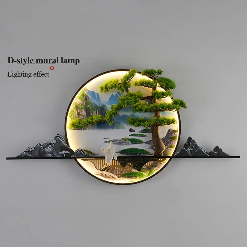 RONIN Modern Wall Picture Light Inside Creative Chinese Landscape Mural Sconces Lamp LED for Home Living Bedroom Study