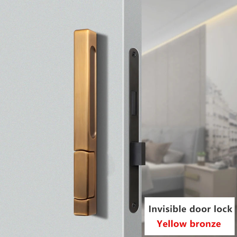 Single-Side Invisible Sizzle Lock Single-Side Lock For Interior Bedroom Background Door Secret Lock Hidden Black Door Handle